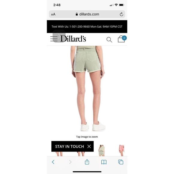 Chelsea & Violet Sage Frayed Hem Denim Shorts - Picture 3 of 9